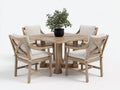 Conjunto de comedor de jardín de madera 130x130x75 cm - madera natural-beige - estilo moderno con mesa cuadrada y 4 sillas