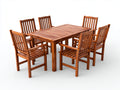 Conjuntos de comedor de jardín de madera 160x90x75 cm - marrón natural - mesa rectangular con 6 sillas