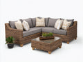 Sofá de exterior de ratán sintético 260x260x75 cm - Gris y marrón natural - Diseño moderno con mesa de centro cuadrada