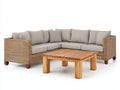 Sofás de exterior de ratán 250x250x75 cm - marrón-beige-madera natural - conjunto esquinero con mesa de centro