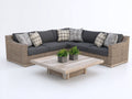 Sofá de exterior de ratán sintético 300x300x75 cm - marrón natural-gris oscuro - estilo moderno con diseño modular y mesa auxiliar cuadrada