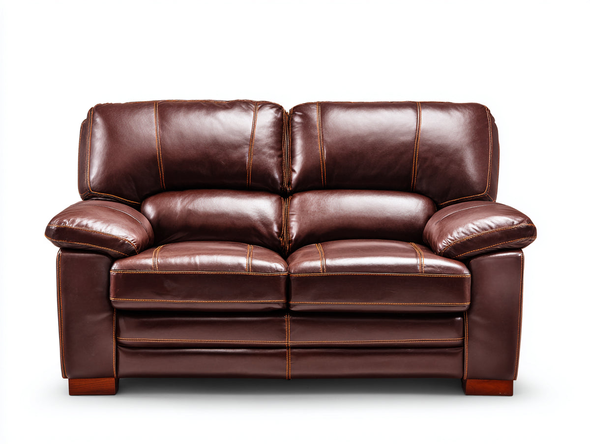 Sofás 2 plazas tapizado efecto cuero 175x92x90 cm - marrón oscuro - diseño acolchado con reposabrazos anchos