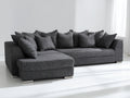 Sofás de esquina tapizados 260x260x86 cm - gris oscuro - diseño contemporáneo con chaise longue