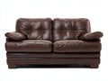 Sofás 2 plazas tapizado efecto cuero 185x90x88 cm - marrón oscuro - respaldo capitoné clásico