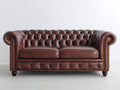 Sofás 2 plazas de cuero 188x90x78 cm - Marrón oscuro - Sofá Chesterfield capitoné con brazos enrollados