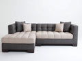 Sofás de esquina tapizados 260x260x86 cm - beige-gris oscuro - diseño capitoné contemporáneo