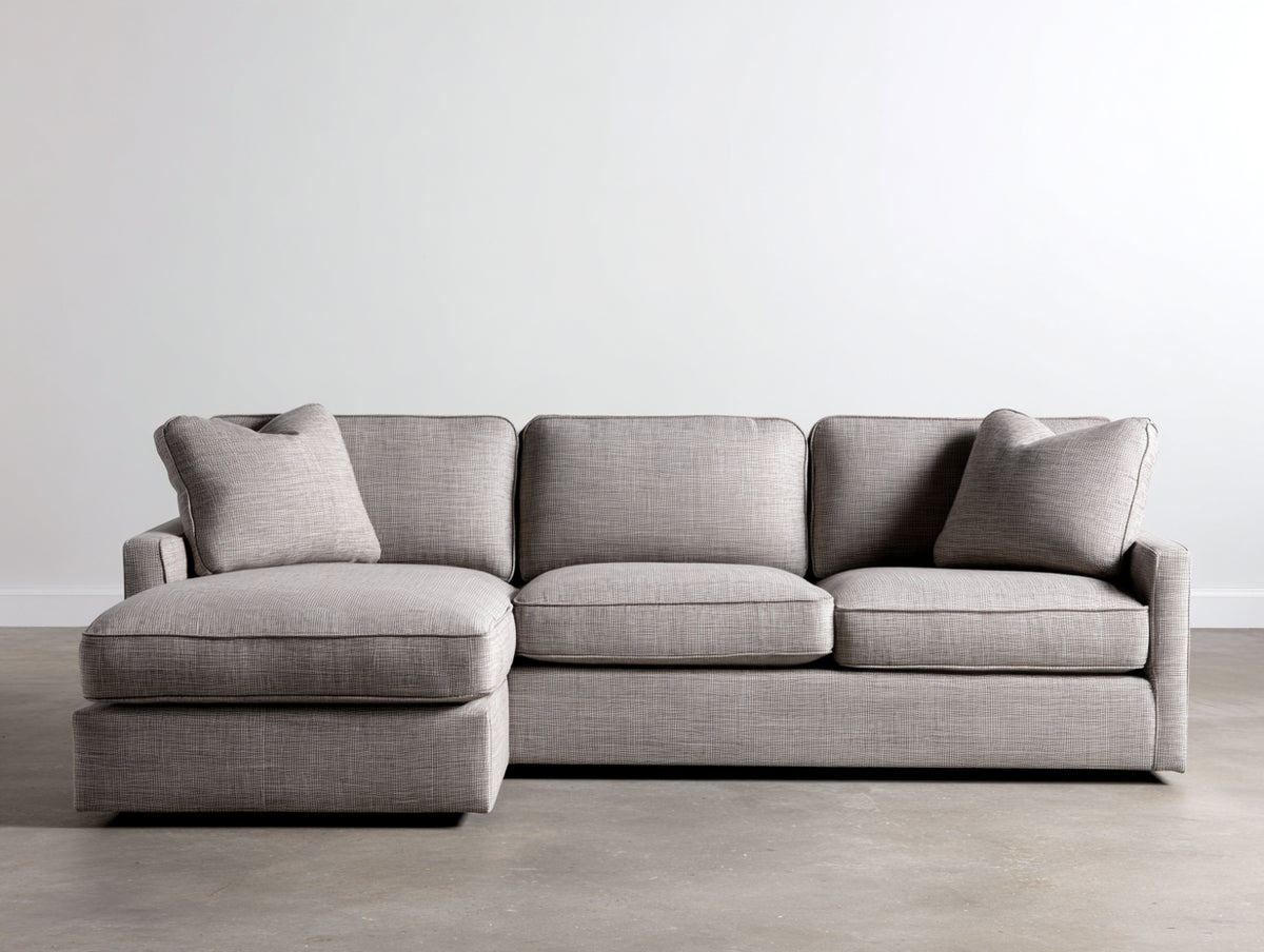 Sofá de esquina modular de tela 300x220x85 cm - gris - diseño moderno con chaise longue