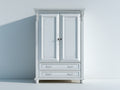 Armarios de madera 110x55x195 cm - blanco - 2 puertas y 2 cajones de estilo clásico