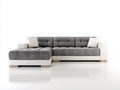 Sofá de esquina modular de tela 300x220x85 cm - gris-blanco - diseño moderno con asientos acolchados