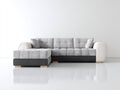 Sofá de esquina de tela 300x180x85 cm - Color gris y blanco - Diseño moderno acolchado